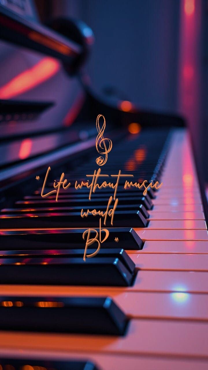 Piano keys glowing under warm blue and orange light