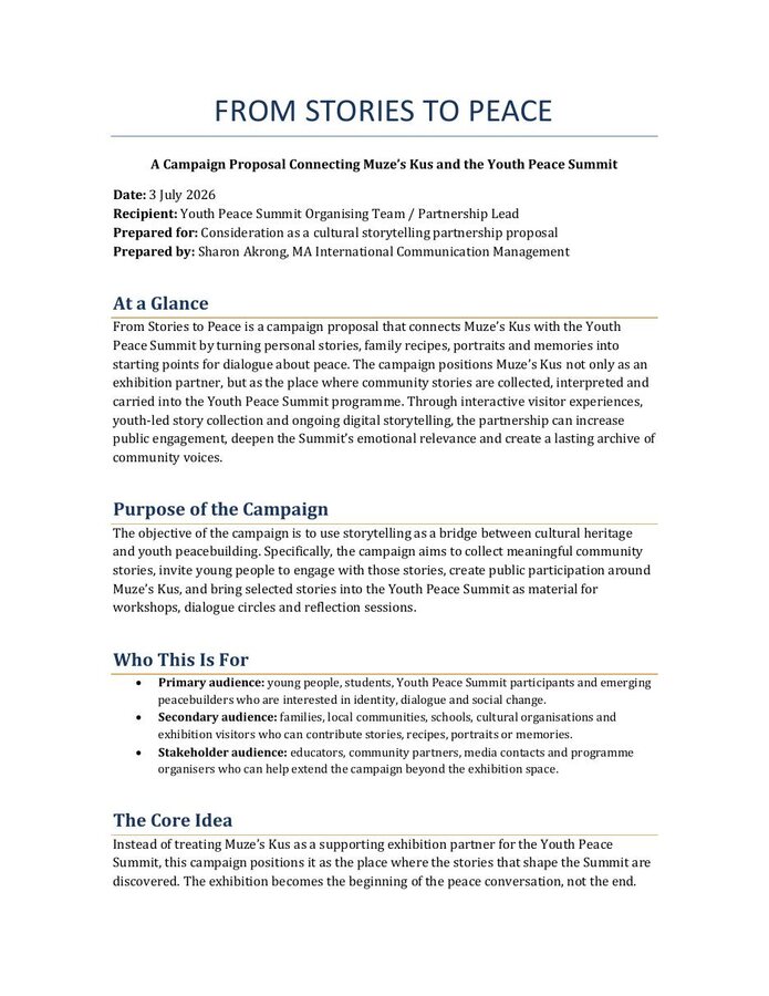 From Stories to Peace campaign proposal by Sharon Akrong